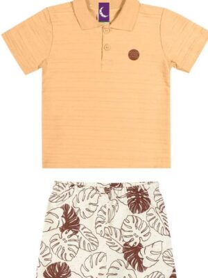 Conjunto Infantil Menino Folhagem Laranja