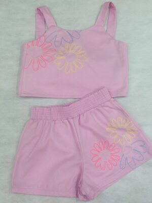 Conjunto Rosa Flores Infantil