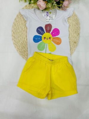 Conjunto Infantil Menina Flor Amarelo