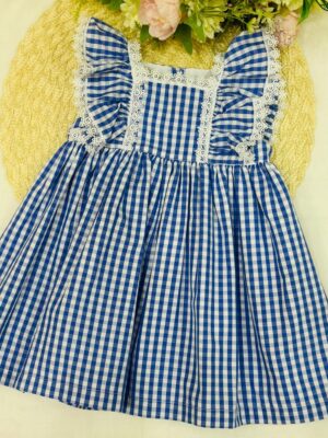 Vestido Bebê Xadrez Azul