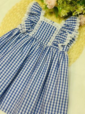 Vestido Bebê Xadrez Azul