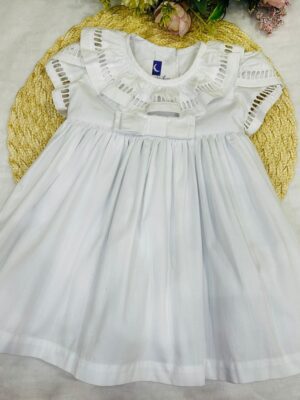 Vestido Branco Bebê Ponto Palito