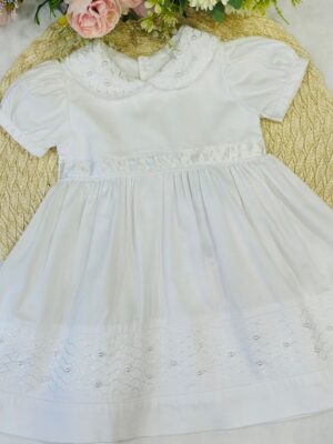 Vestido Branco Bebê Golinha Com Perola