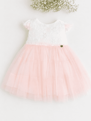 Vestido Infantil com Renda e Tule