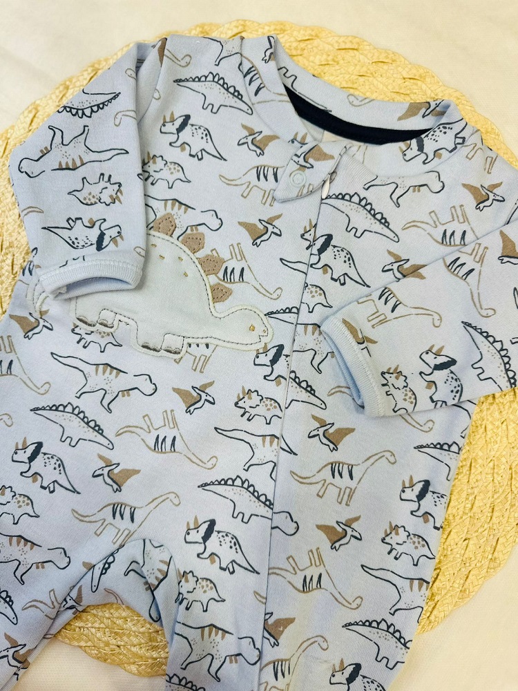 Macacão Bebê Longo Estampado Ziper
