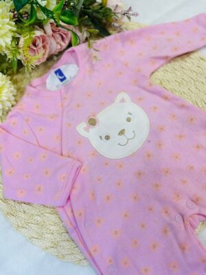 Macacão Bebê Longo Estampado Gata