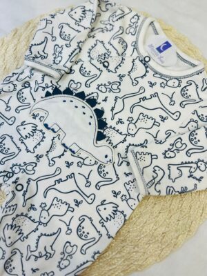 Macacão Bebê Longo Estampado Dino
