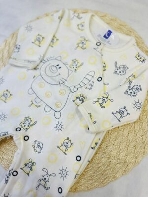 Macacão Bebê Longo Estampado Gato