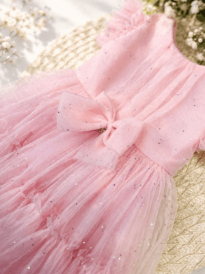 Vestido Infantil Rosa com Brilho para Festa