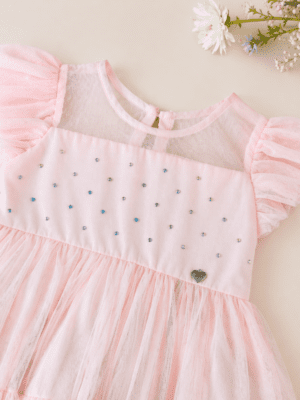 Vestido Infantil Pedras Glamour em Tule